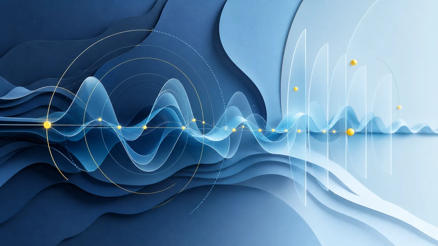 Abstract layered blue sound waves illustrating an audio-frequency concept